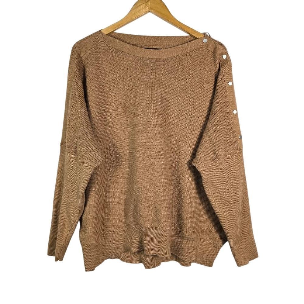 Simply Vera Vera Wang Tan Button-Accent Sweater Size Xxl - Picture 2 of 10